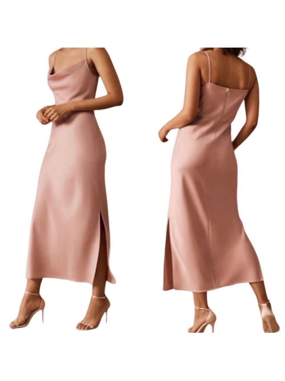 Light Pink Sachin & Babi Formal Cowl Neck Midi Cali Dress Size 6 Prom Wedding